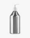 Metallic Cosmetic Bottle with Pump Mockup