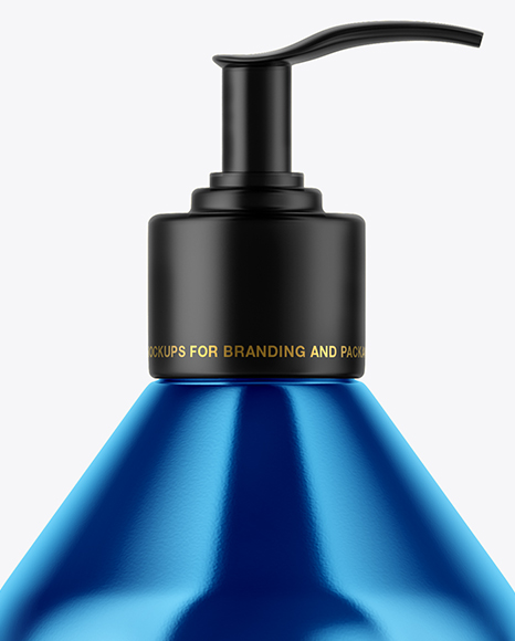 Metallic Cosmetic Bottle with Pump Mockup