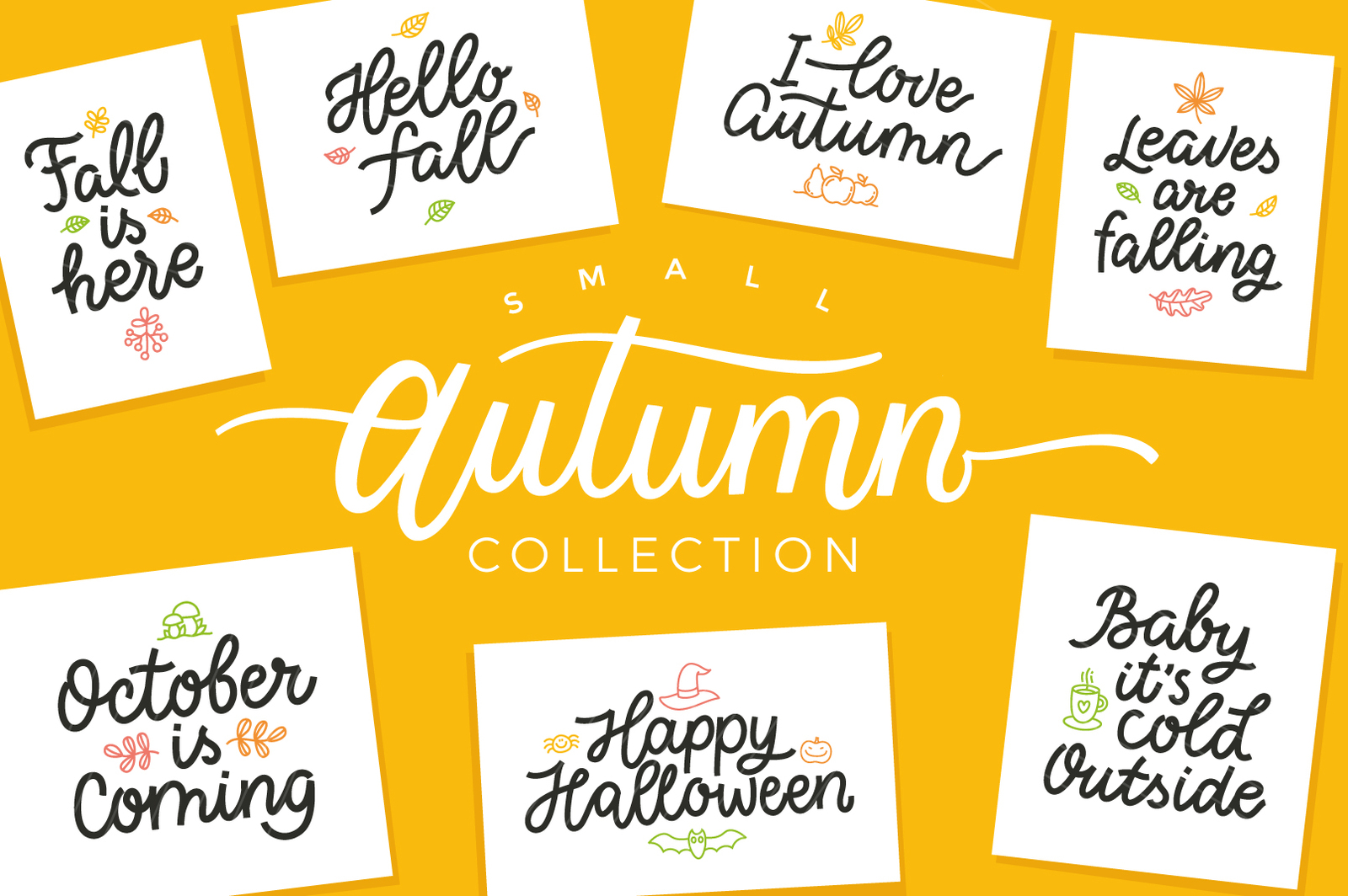 Autumn Collection, vector letterings