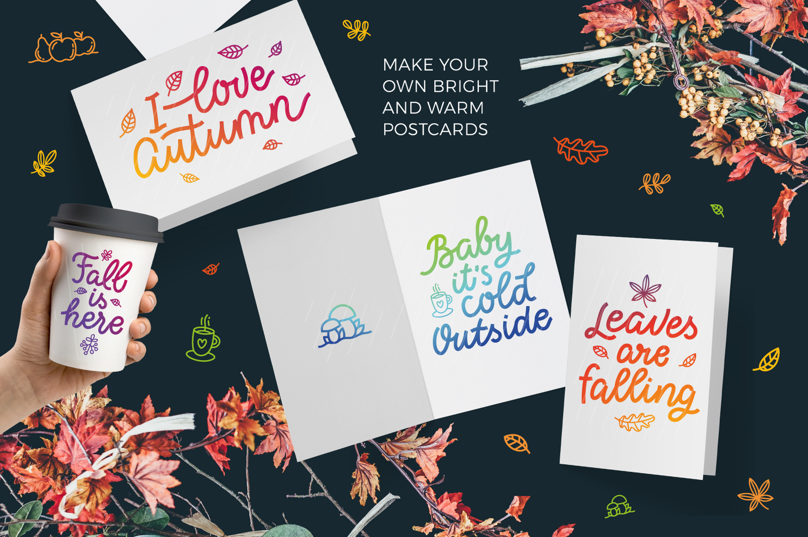 Autumn Collection, vector letterings