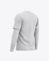 Men&#039;s Double-Layer Long Sleeve T-Shirt Mockup - Back Half Side View