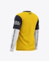 Men's Double-Layer Long Sleeve T-Shirt Mockup - Back Half Side View