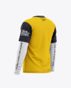 Men&#039;s Double-Layer Long Sleeve T-Shirt Mockup - Back Half Side View