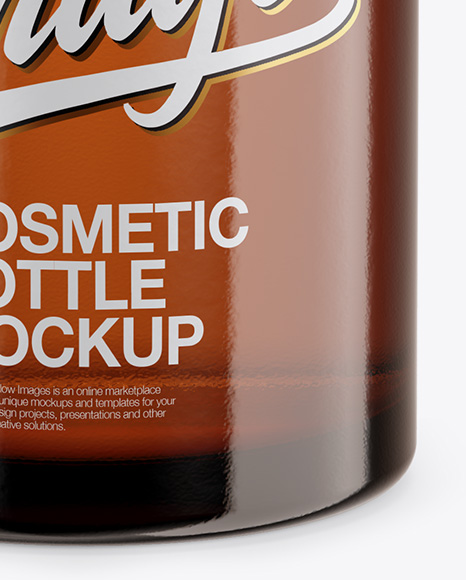 Amber Glass Cosmetic Bottle Mockup