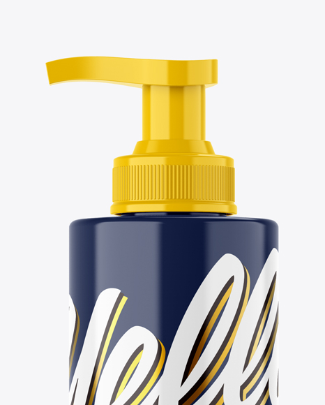 Glossy Cosmetic Bottle with Pump Mockup Glossy Cosmetic Bottle with Pump Mockup