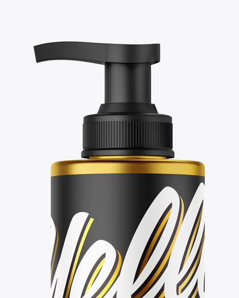 Metallic Cosmetic Bottle with Pump Mockup