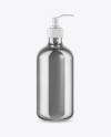 Metallic Cosmetic Bottle with Pump Mockup