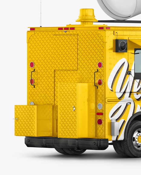 Foodtruck with Coffee Cup Mockup - Back Half Side View