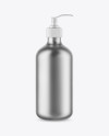 Matte Metallic Cosmetic Bottle with Pump Mockup