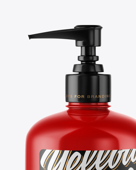 Glossy Cosmetic Bottle with Pump Mockup