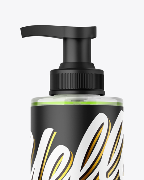 Clear Cosmetic Bottle with Pump Mockup Clear Cosmetic Bottle with Pump Mockup