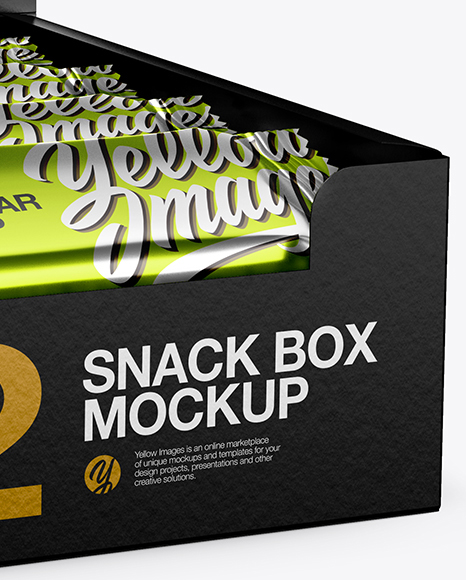 12 Metallized Snack Bars Display Box Mockup