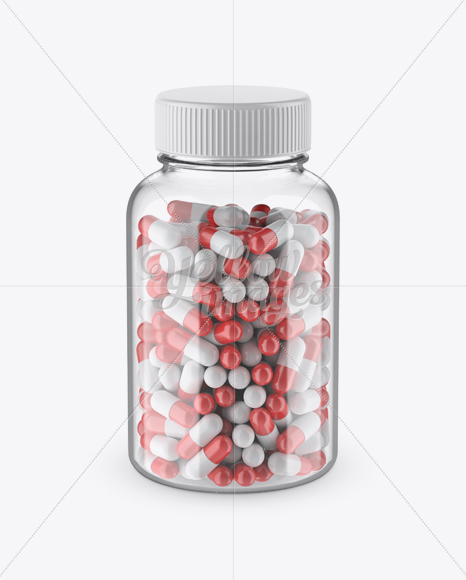 Clear Bottle With Capsules Mockup (High-Angle Shot) Clear Bottle With Capsules Mockup (High-Angle Shot)