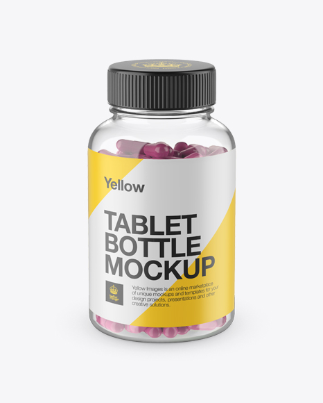 Clear Bottle With Capsules Mockup (High-Angle Shot) - Capsule mockup