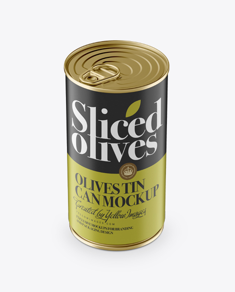 Olives Tin With Metal Ring Mockup (High-Angle Shot) - Mockup metal plate