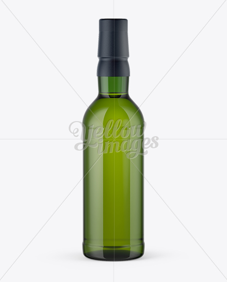 Green Glass Bottle W/ Whisky Mockup