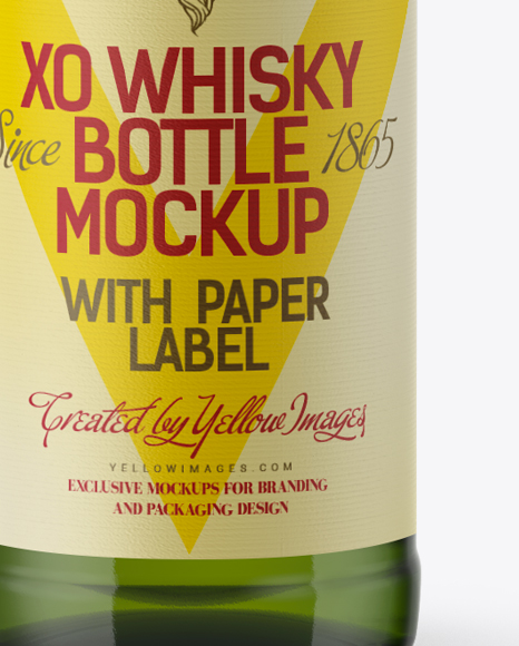 Green Glass Bottle W/ Whisky Mockup