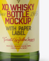 Green Glass Bottle W/ Whisky Mockup