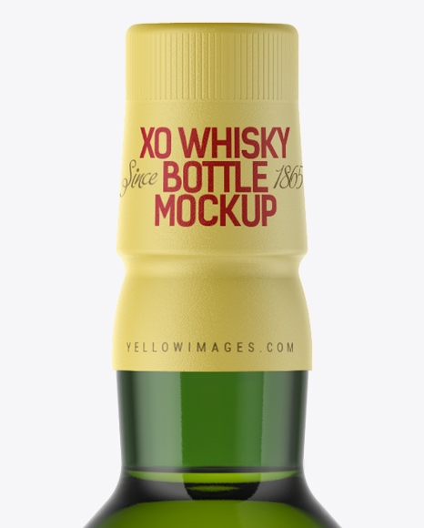 Green Glass Bottle W/ Whisky Mockup