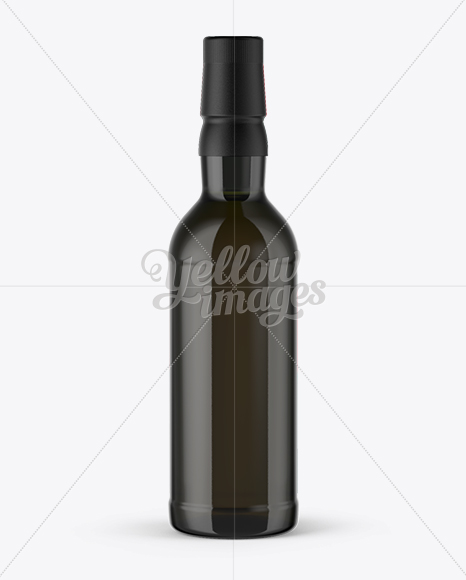 Dark Green Glass Bottle w/ Whisky Mockup