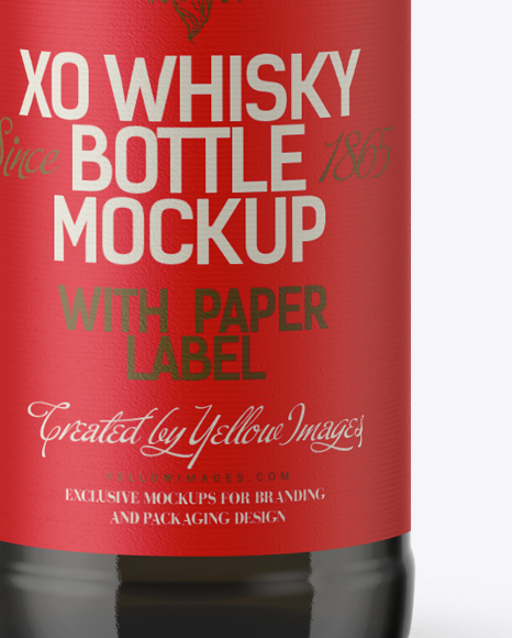 Dark Green Glass Bottle w/ Whisky Mockup Dark Green Glass Bottle w/ Whisky Mockup