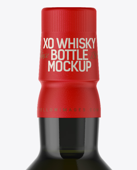 Dark Green Glass Bottle w/ Whisky Mockup Dark Green Glass Bottle w/ Whisky Mockup