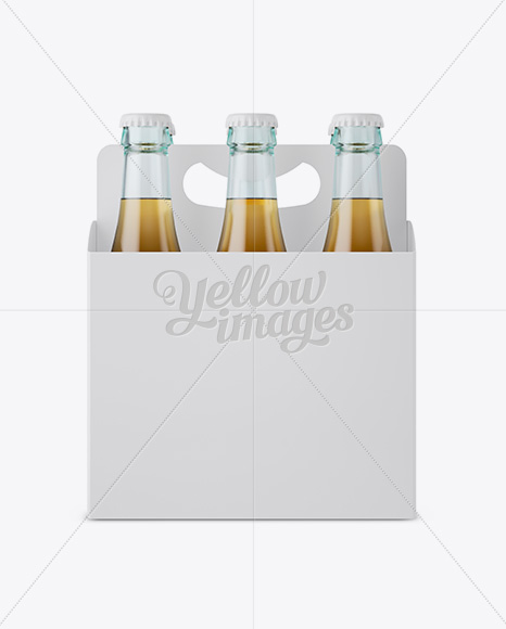 White Paper 6 Pack Beer Bottle Carrier Mockup - Front View