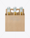 Kraft Paper 6 Pack Beer Bottle Carrier Mockup - Front View