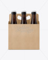 Kraft Paper 6 Pack Amber Bottle Carrier Mockup - Front View