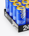 Transparent Pack with 24 Matte Aluminium Cans Mockup