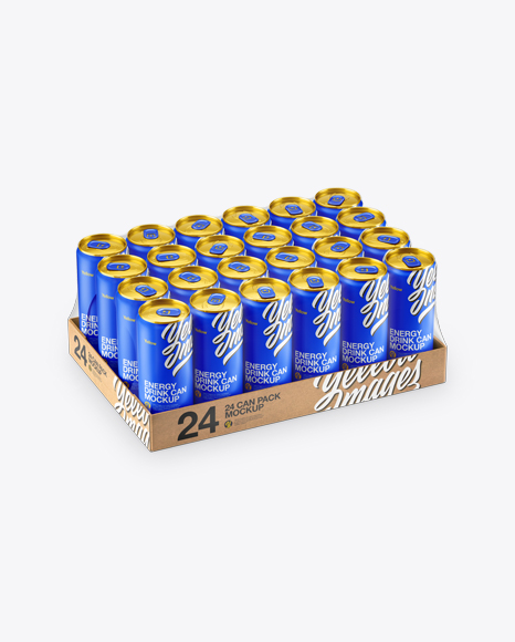 Transparent Pack with 24 Matte Aluminium Cans Mockup