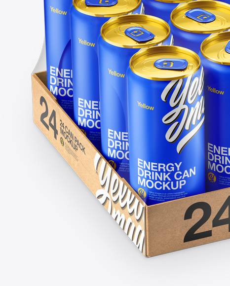 Transparent Pack with 24 Matte Aluminium Cans Mockup