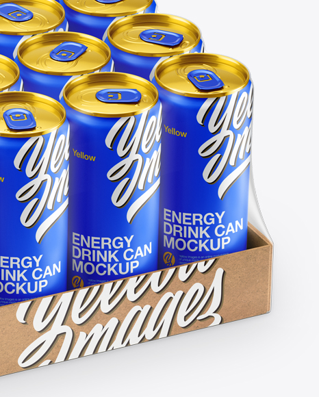 Transparent Pack with 24 Matte Aluminium Cans Mockup