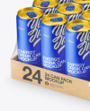 Transparent Pack with 24 Matte Aluminium Cans Mockup