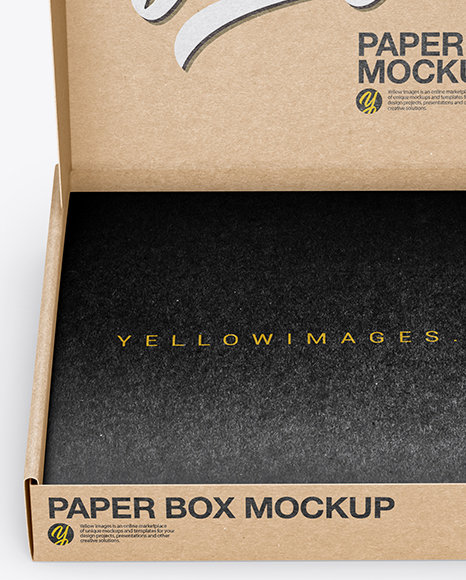 Opened Kraft Paper Box Mockup