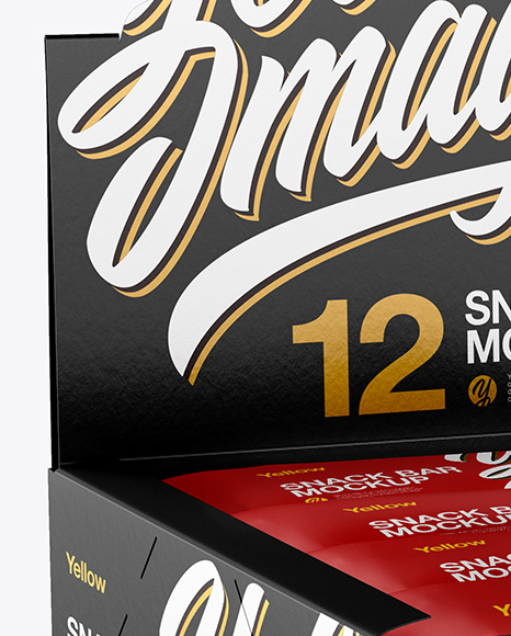 12 Matte Snack Bars Display Box Mockup