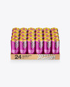 Transparent Pack with 24 Metallic Aluminium Cans Mockup