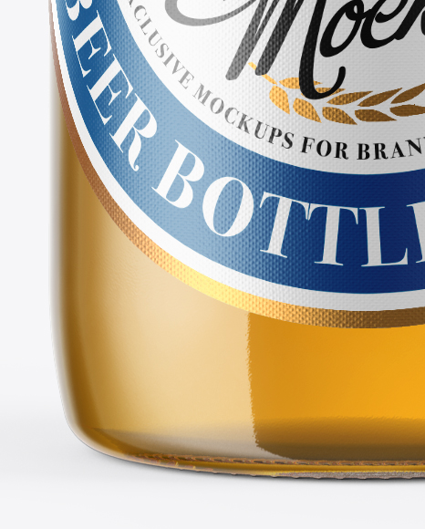 Clear Glass Lager Beer Bottle Mockup