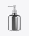 Metallic Cosmetic Bottle with Pump Mockup