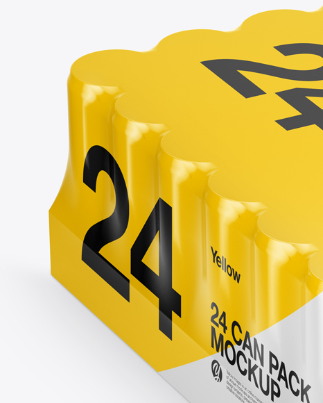 Glossy Pack with 24 Cans Mockup