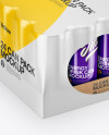 Glossy Pack with 24 Cans Mockup