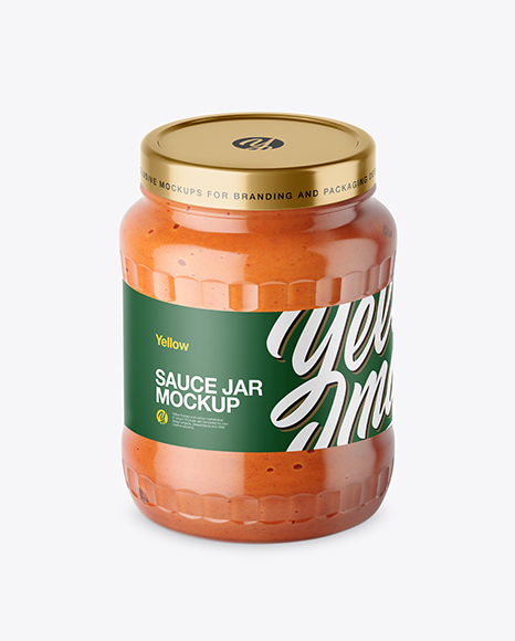 700ml Clear Glass Sauce Jar Mockup