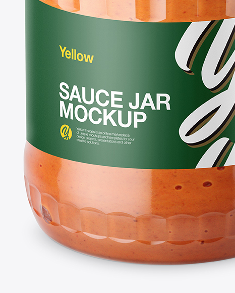 700ml Clear Glass Sauce Jar Mockup