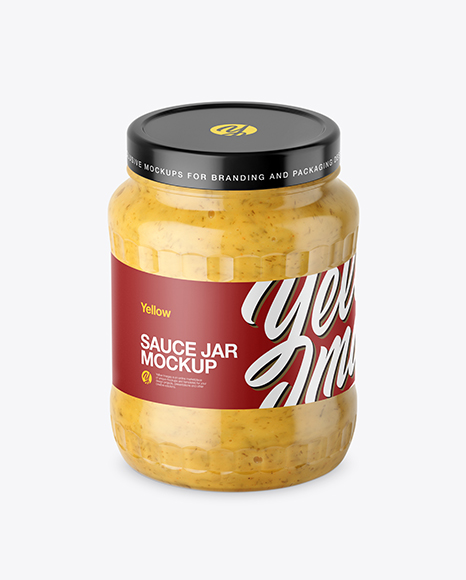 700ml Clear Glass Sauce Jar Mockup