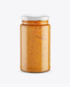 Clear Glass Jar w/ Sauce Mockup Clear Glass Jar w/ Sauce Mockup
