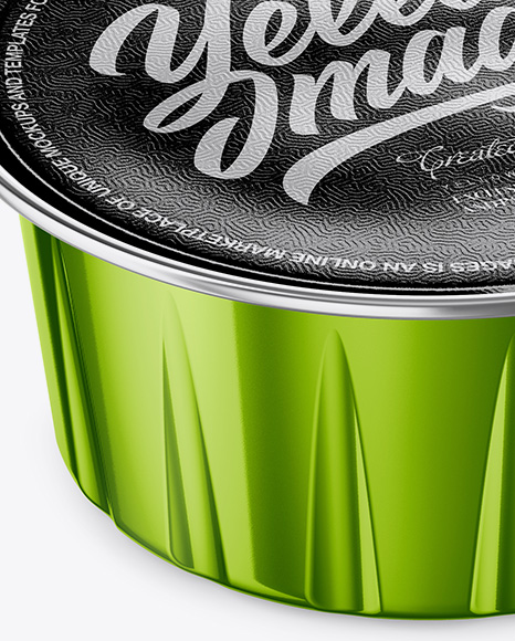 Metallic Cup with Foil Lid Mockup - High-Angle Shot