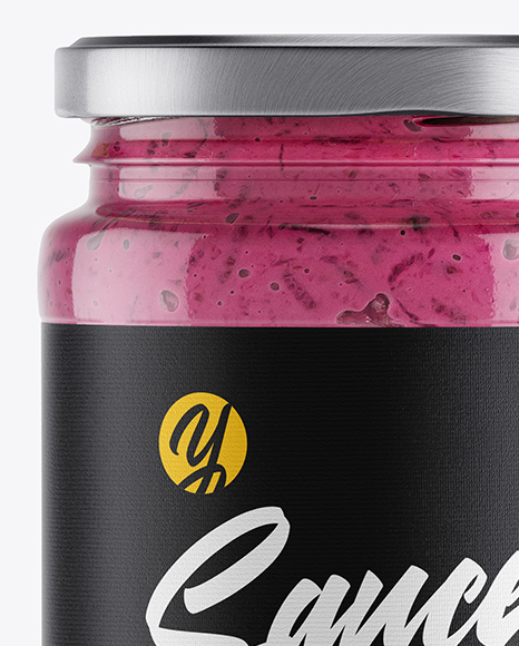 Clear Glass Jar w/ Beet Sauce Mockup - Free Download Images High