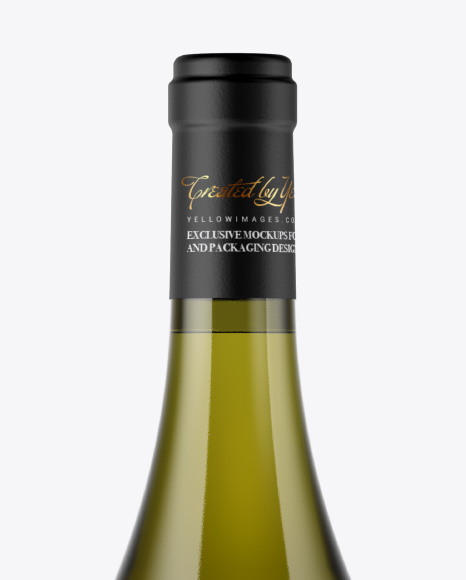 Green Glass Bottle with White Wine Mockup