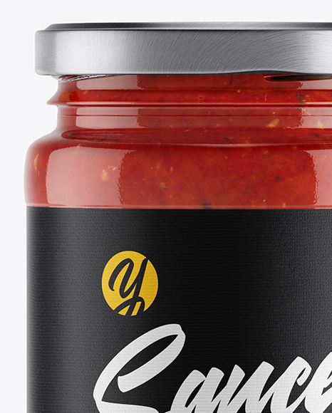 Clear Glass Jar w/ Sauce Mockup