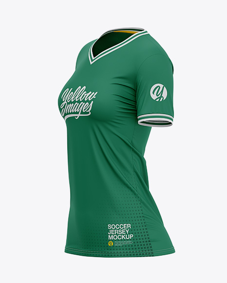 Women's Soccer V-Neck Jersey Mockup – Side View - Football T-shirt